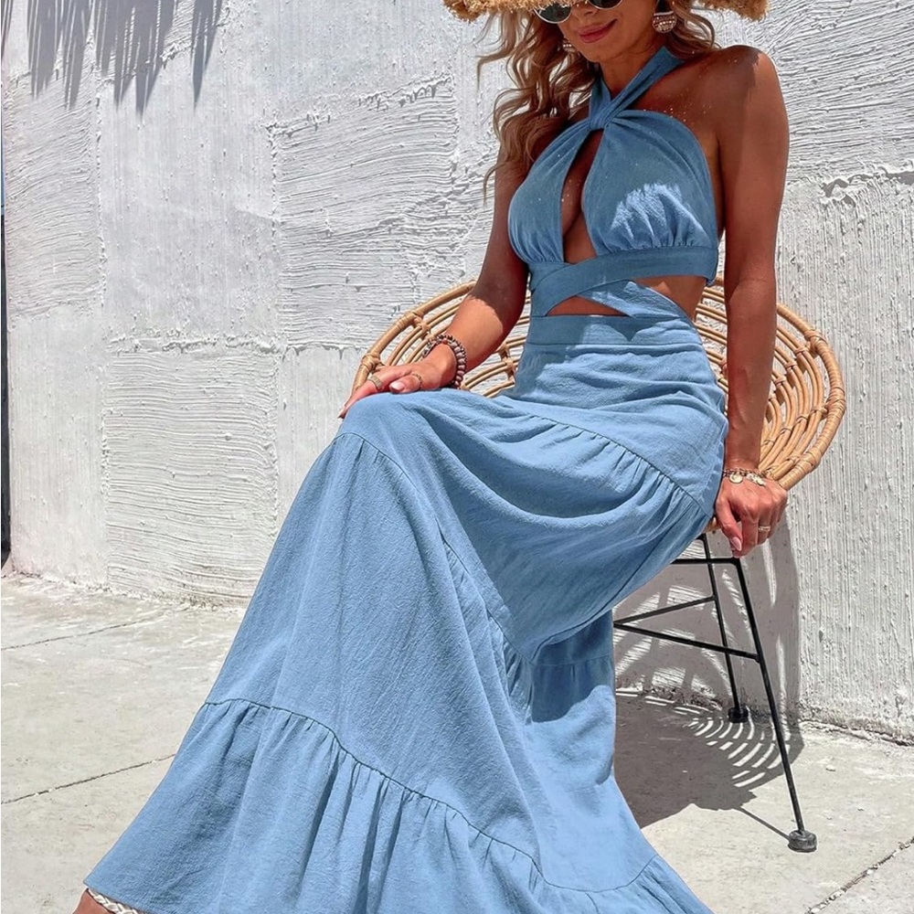 Blue Summer Maxi Dress Size S